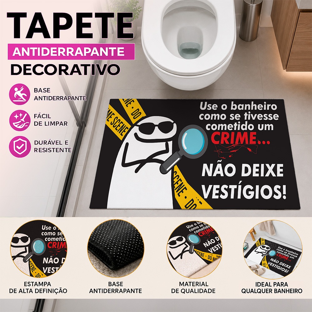 Tapete Porta e Banheiro Estampa Engraçada Capacho antiderrapante Decorativo-60x40