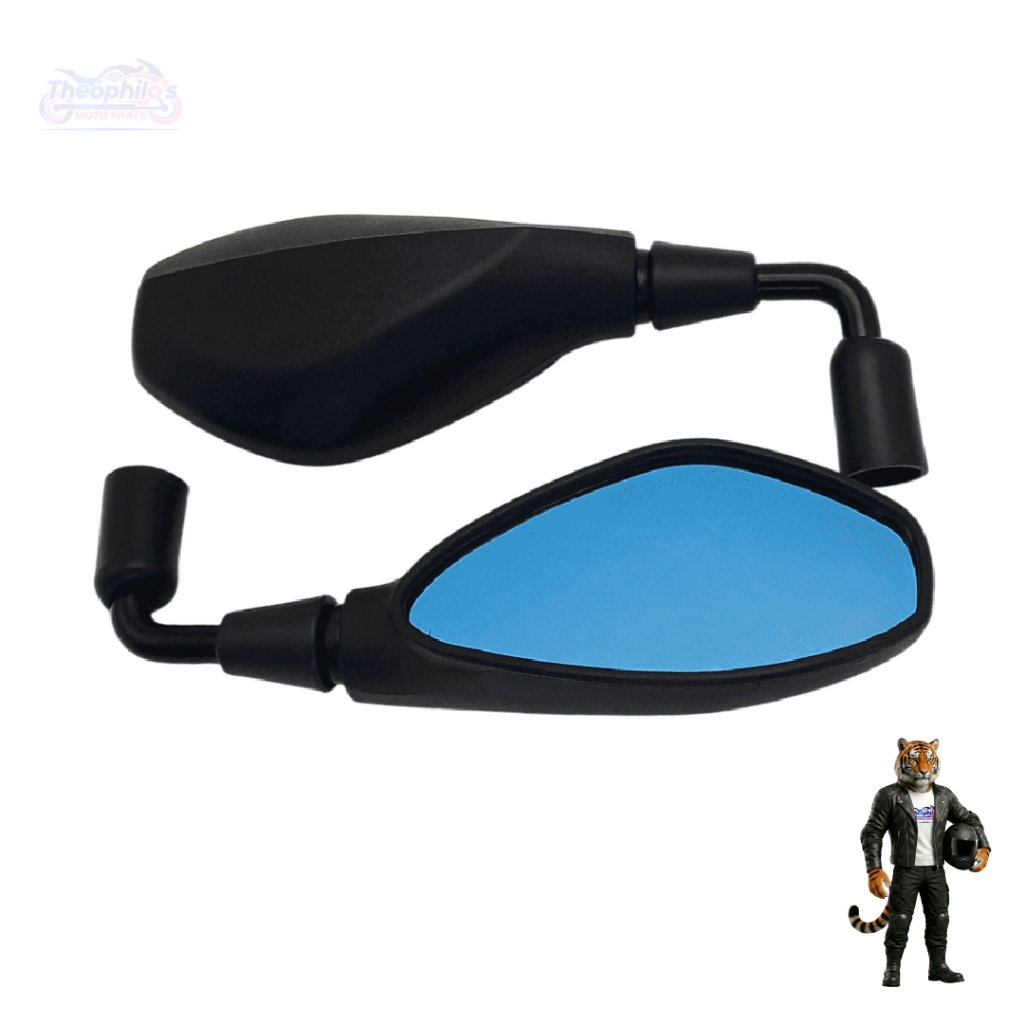 PAR DE RETROVISOR BMW F800 HASTE CURTA REBAIXADA 90° ROSCA HONDA COM LENTE AZUL