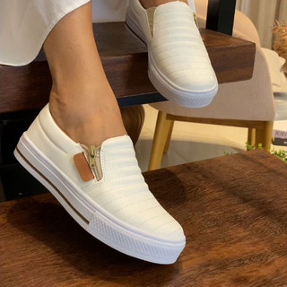 Tênis Feminino Slip On Macio Flexível Caminhada Trabalho e Passeio