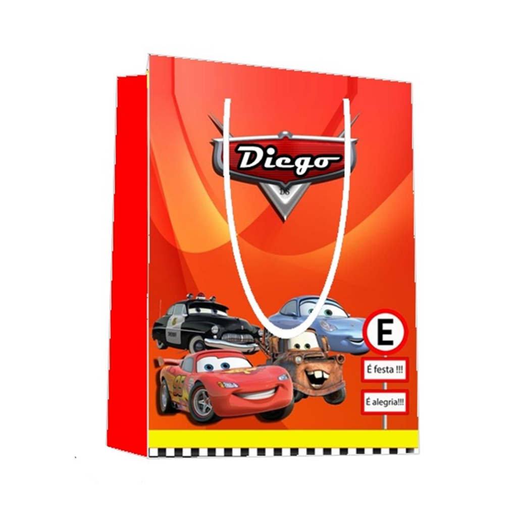 Sacolinha Relâmpago Mcqueen Carros Personalizada para Aniversário/ Lembrancinha Festa Infantil / Qualquer nome e idade