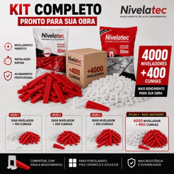 Kit Nivelador Espaçador Slim + Cunhas Piso Cerâmica Muitas Unidades Porcelanato Nivelamento Perfeito
