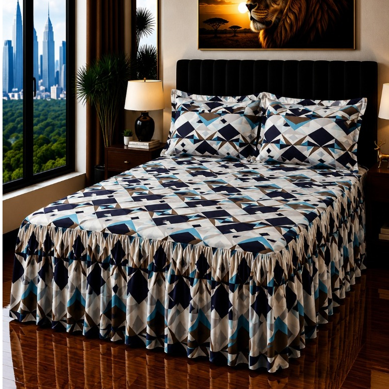 Colcha de cama Super King com Babado 3.00m x300m  Toque de Algodão Aveludado Luxo Macia e Confortável para Cama King