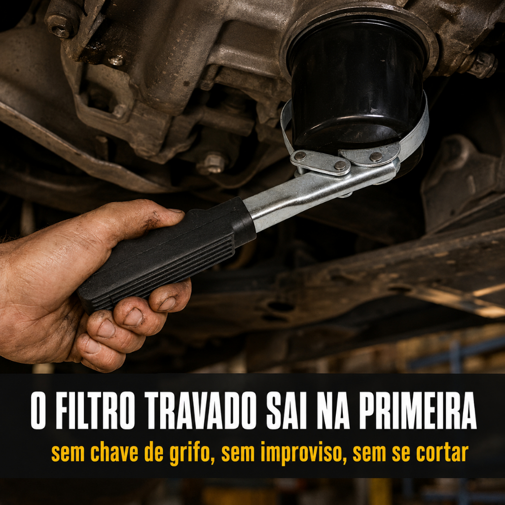 Chave Saca Filtro de Óleo Cinta Ajustável Universal 60 a 142mm Corrente 480mm Carro Moto Fiat Fire — imagem 2 de 2