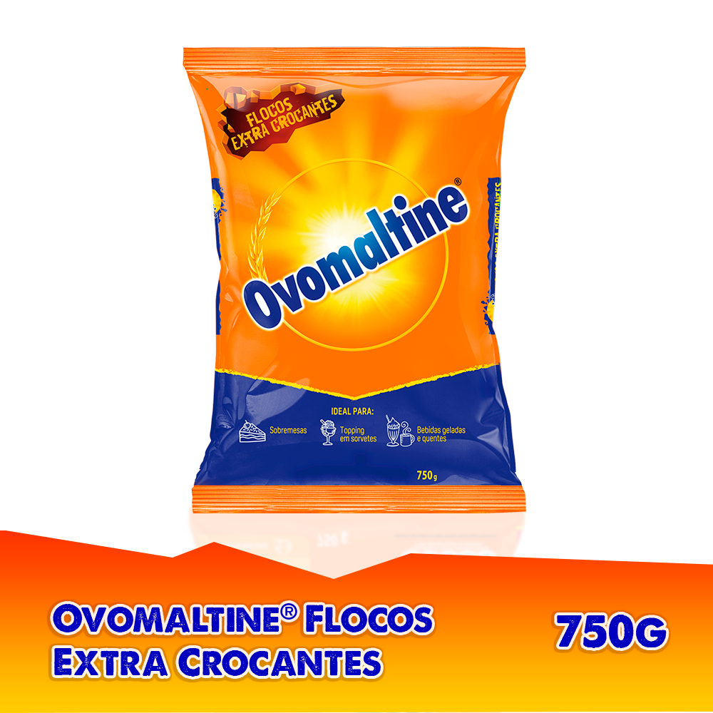 Ovomaltine Flocos Extra Crocantes Sachê 750g Linha Profissional Topping Confeitaria