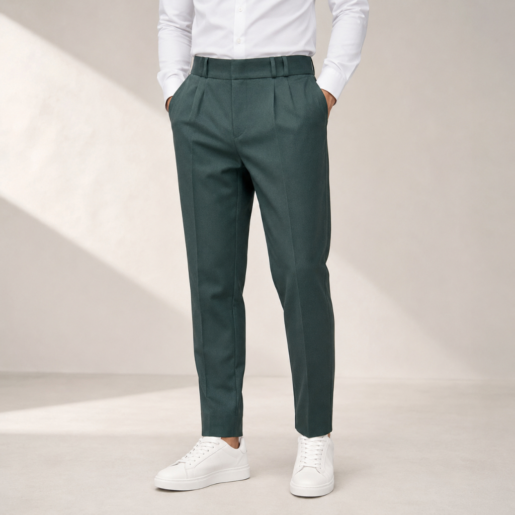 Calça Social Masculina Slim com Pregas, Zíper Reforçado e Caimento Elegante