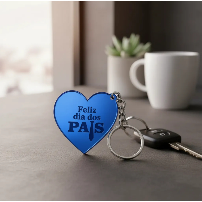 Kits Chaveiros Personalizado Dia dos Pais em Acrílico Espelhado Lembrancinha
