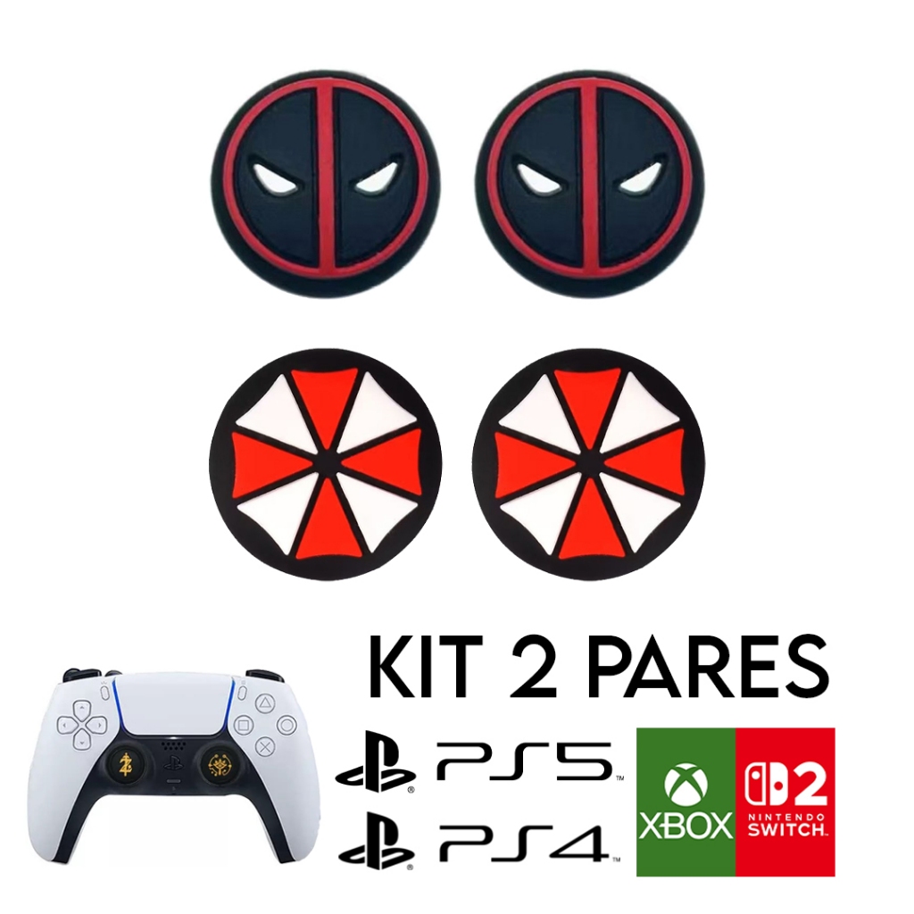 Kit de 2 Pares de Grip de Personagem Para Controle PS4/PS5/XBOX ONE/SERIES S/X.