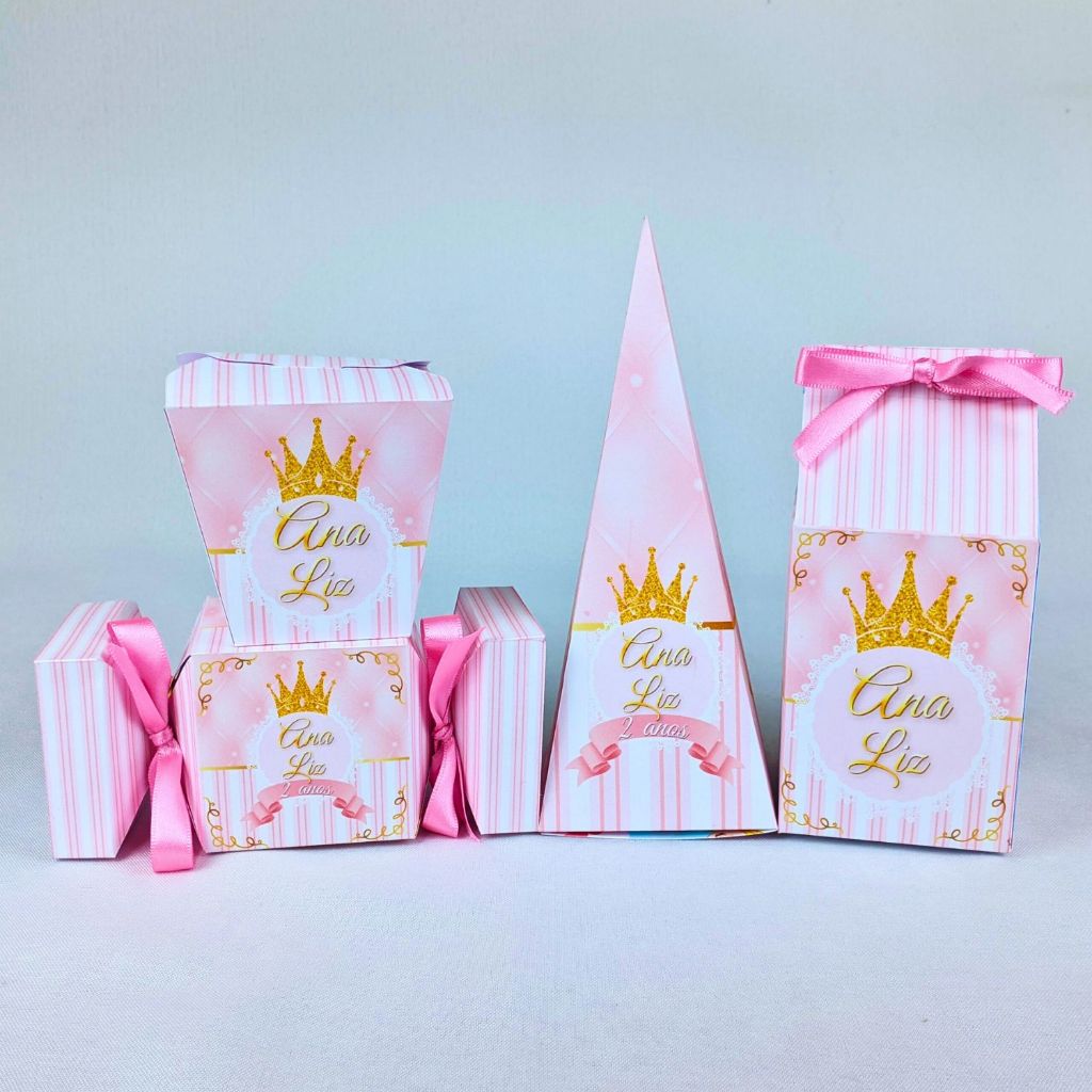 Kit 10 a 45 Caixinhas Coroa Realeza Personalizado Lembrancinhas Para Festinha Aniversario Lembranca