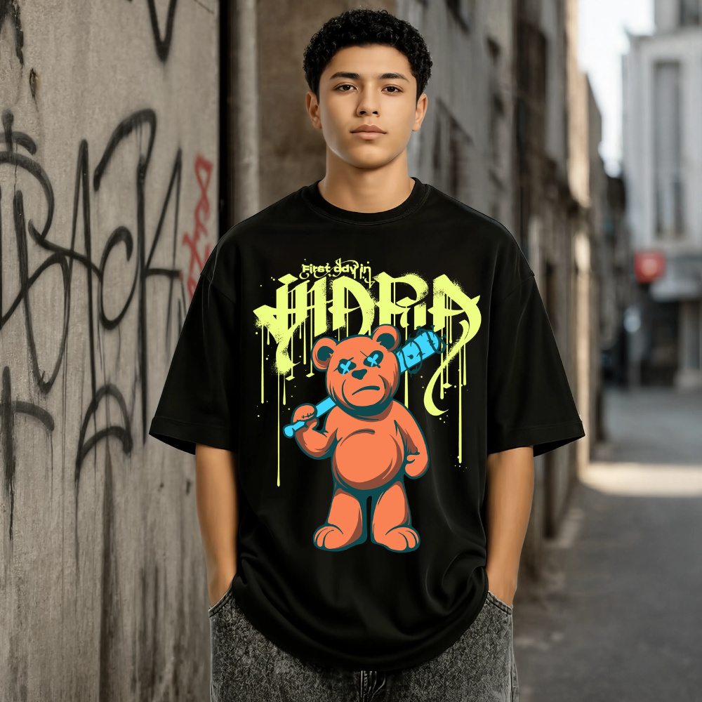 Camiseta Camisa Blusa Oversized 100% Algodão Streetwear Casual Treino Academia Estampada Urso Masculina Feminina
