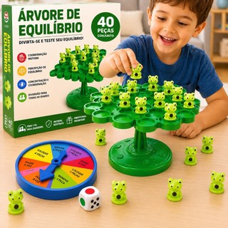 Jogo Equilíbrio de Sapos 40 Peças com Roleta Brinquedo Educativo Infantil Coordenação Mot…