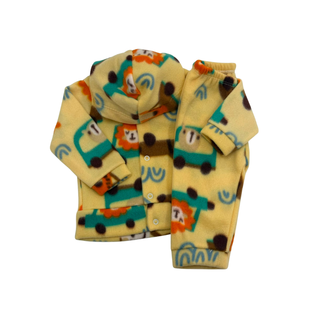 Conjunto Infantil Soft com Capuz Safari Unissex Quentinho Tamanhos P, M e G