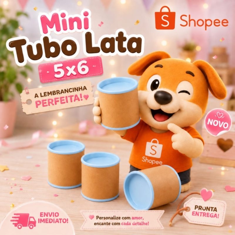 30 Mini Tubo Lata 5x6 tampa azul BB,para personalizar, Perfeita Vedação