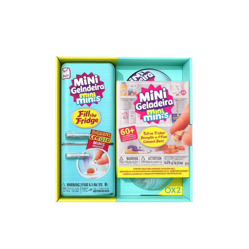 Geladeira Mini Brand + 2 Bolinha Surpresa com Miniaturas Sortidas | Fill the Fridge