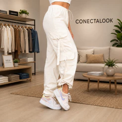 Calça Cargo PARACHUTE Feminina com Bolsos Laterais