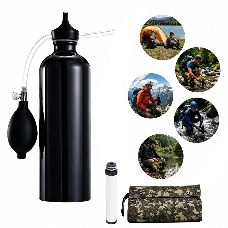 Filtro De Água Portátil Purificador 750ml Com um cartucho de filtro Equipamento para acampamento ao ar livre