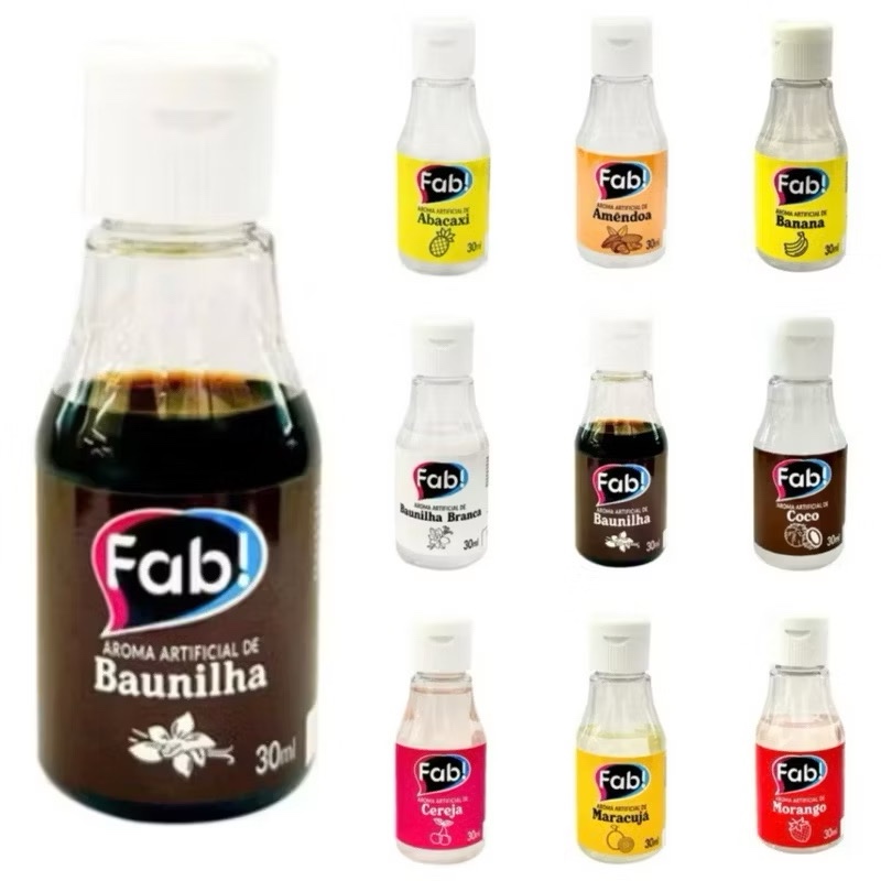 3un AROMA ESSENCIA ALIMENTÍCIA ARTIFICIAL 30ML FAB (escolha o sabor)