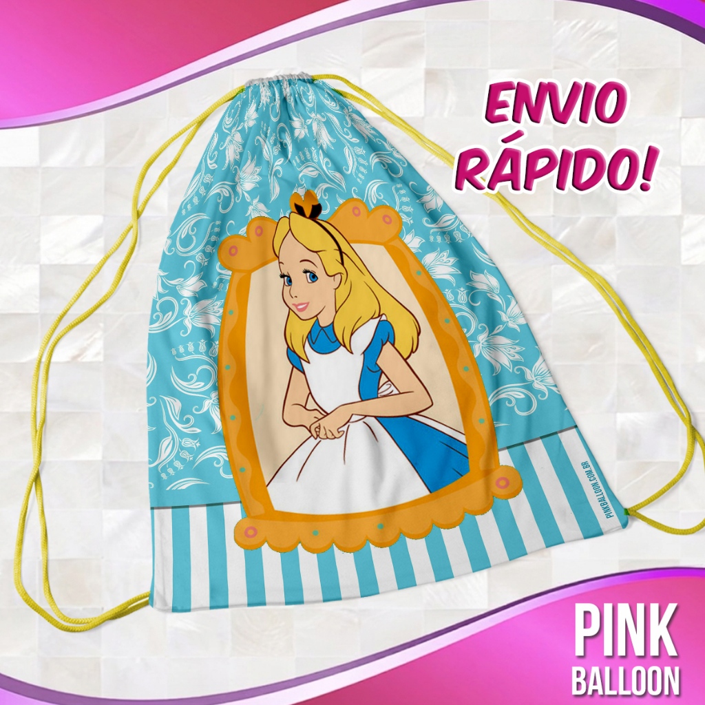 MOCHILINHA ALICE NO PAÍS DAS MARAVILHAS 2 (ENVIO RÁPIDO) - SACOLINHA LEMBRANCINHA NÃO PERSONALIZADA
