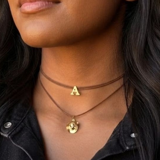 Choker colar personalizado com letra inicial country feminino blogueira boiadeira ajustável look country rodeio