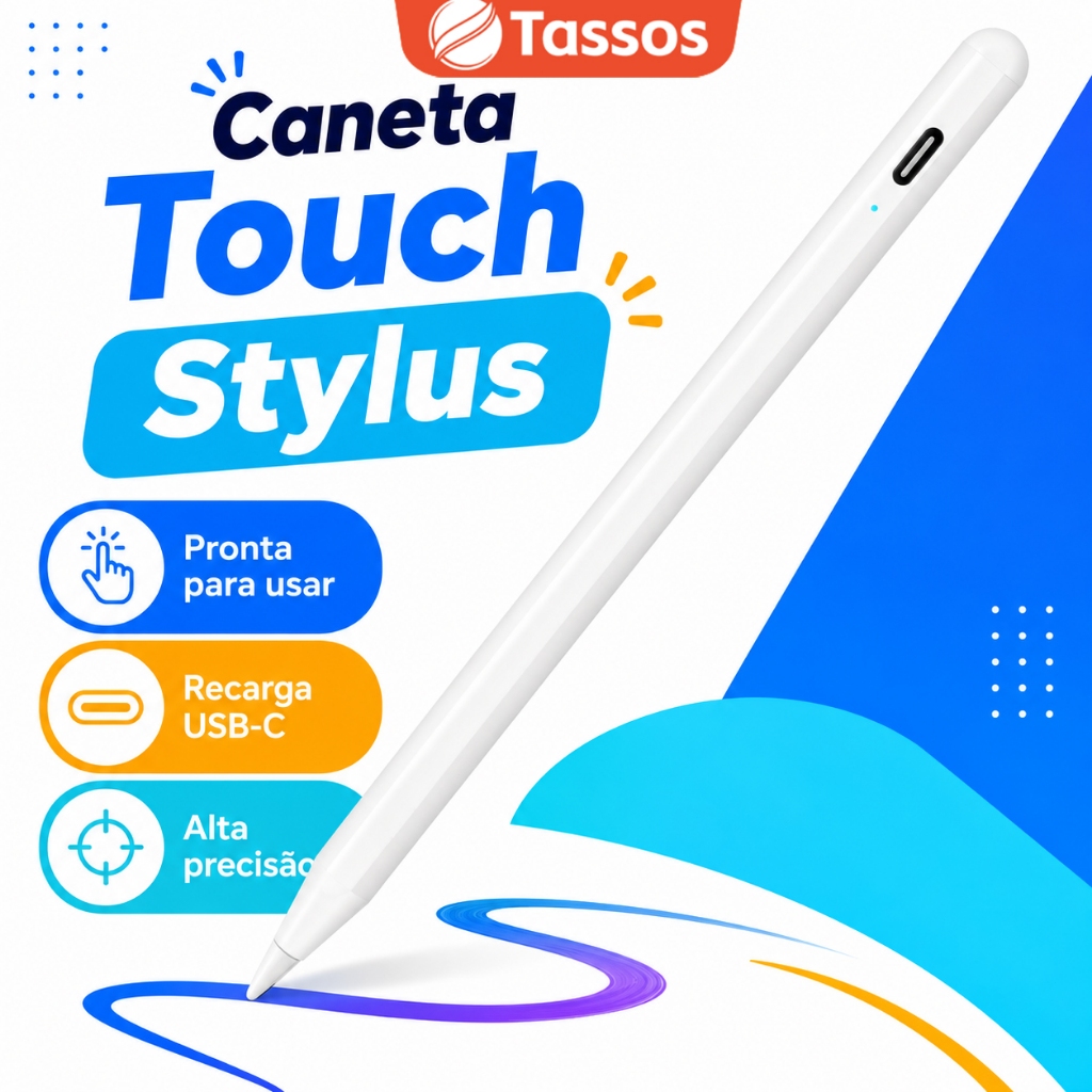 TASSOS Caneta Stylus iPad Pencil Rejeição da Palma Alta Precisão Touch Pen Compa