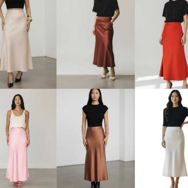 Saia  Feminina Midi  Elegante De Cetim Moda Evangelica Cintura Alta