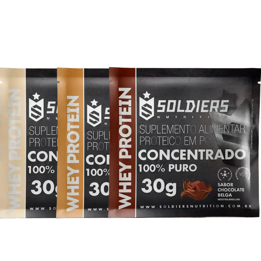 Imagem Kit Sachê Whey Protein Concentrado 30g 3 Unidades Proteína Concentrada - Soldiers Nutrition