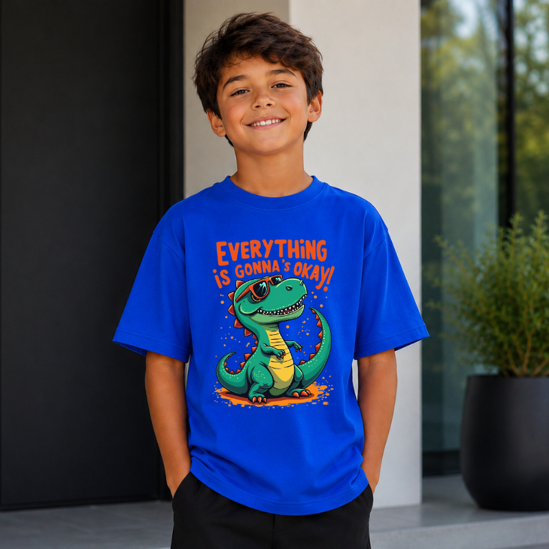 Camiseta Masculina Infantil Estampada Dinossauro Divertido Alta Qualidade