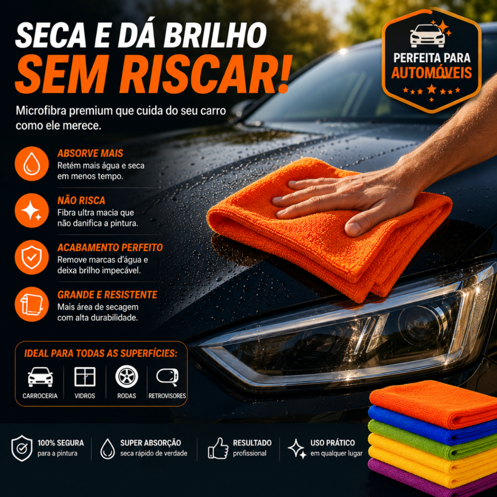 1 un Pano Microfibra Grande Limpa Seca Automotivo Chão 60x80 Cor Multicores