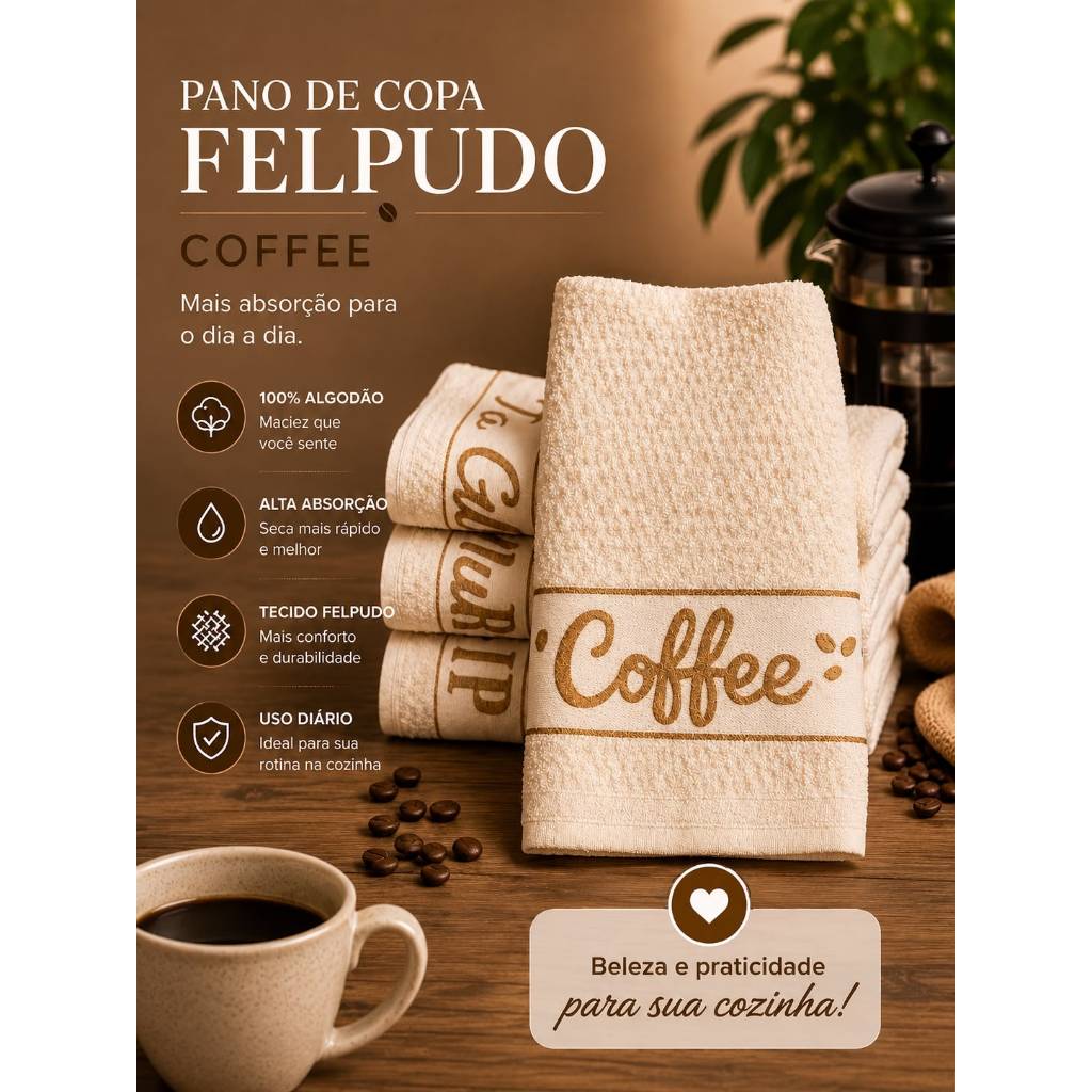Kit 6 Panos de Prato 100 % Algodão Jacquard 45 × 70 cm – Alta Absorção, Qualidade e Estilo.
