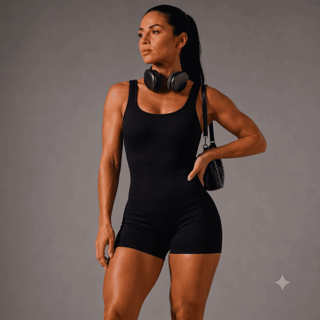 Macaquinho de Academia Fitness Canelado Feminino Preto Sem Transparência Ideal para Treinos Yoga Crossfit Gringo