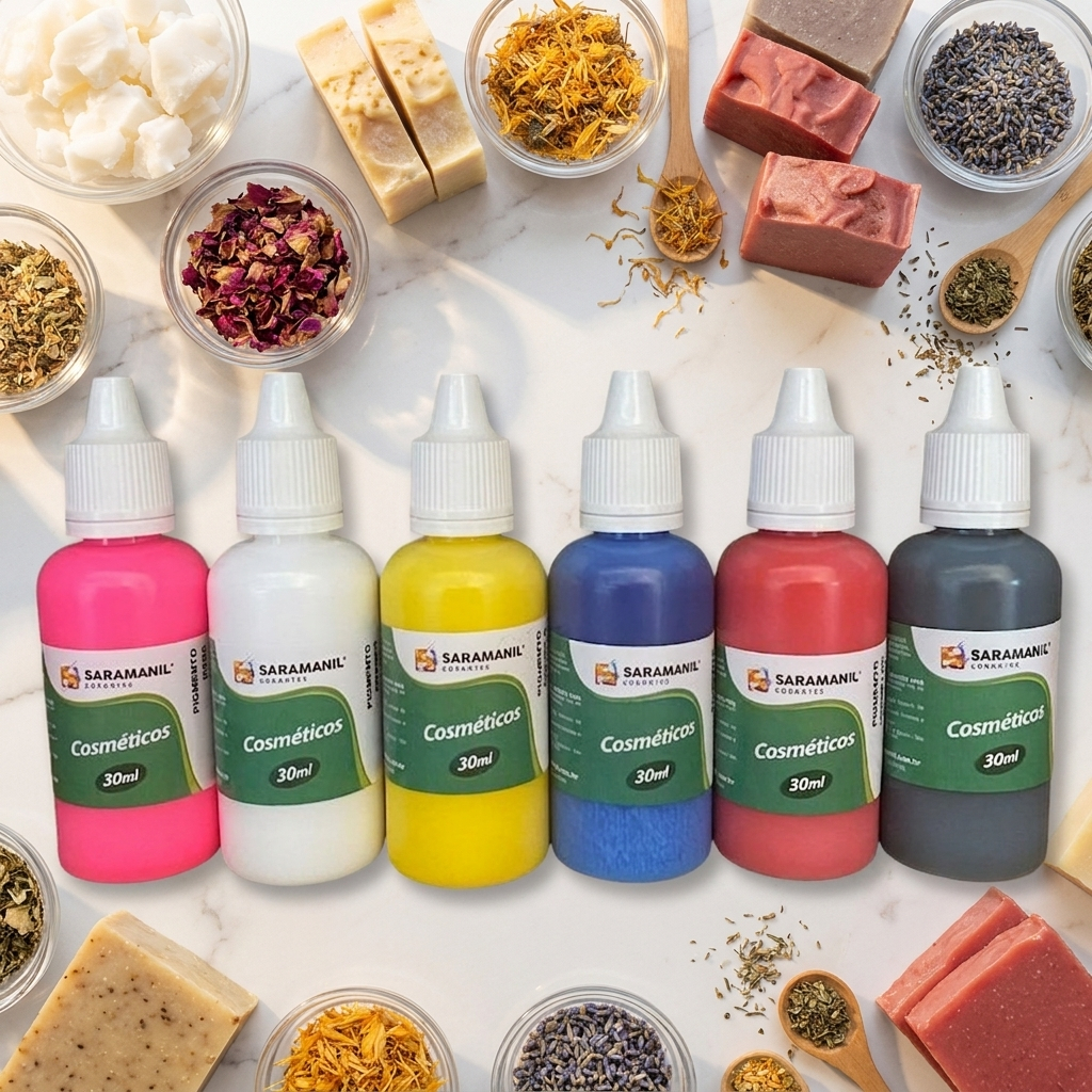 Kit Pigmento 6 Líquido para Cosméticos 30ml Não Migra Leitoso Saboaria