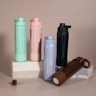 Garrafa Térmica Kubb 650ml 950ml Inox Perolada com Alca Tampa Antivazamento e Protetor Silicone Gela