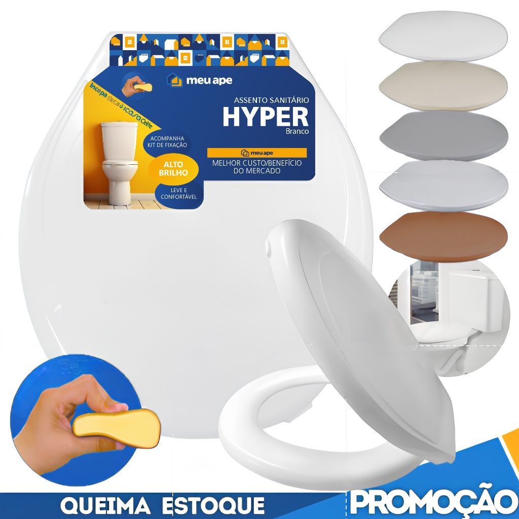 Assento Sanitário Tampa Vaso Almofadado Hyper Macio Oval Redondo Deca Incepa Celite Icasa Roca Fiori