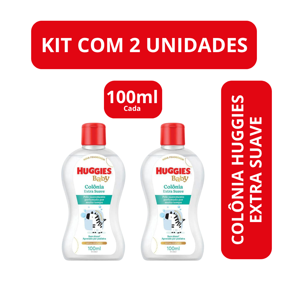 Kit c/2 Colônia Infantil Huggies Extra Suave 100ml