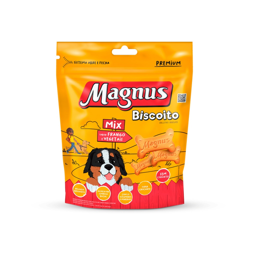 Biscoito Magnus Mix para Cães Adultos 500g - Sabor Frango e Vegetais
