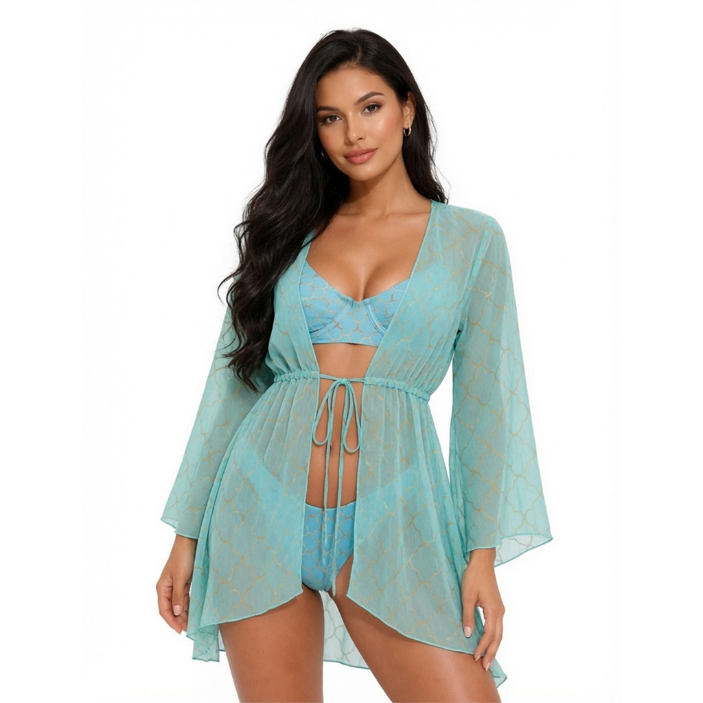 Conjunto Biquini Aro + Saida Tule Moda Praia Verão