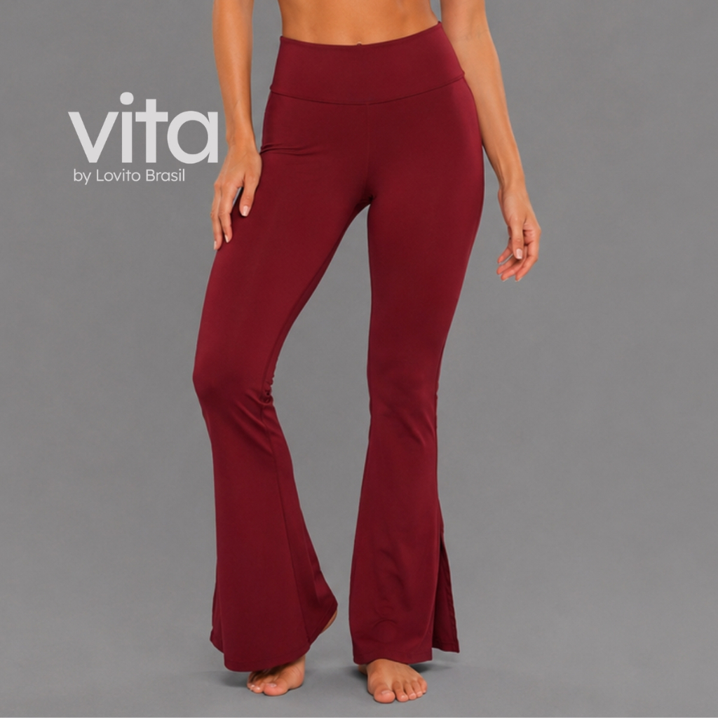 Lovito Calça Abertura Lateral Esportiva Lisa para Mulheres SPB878BRL908