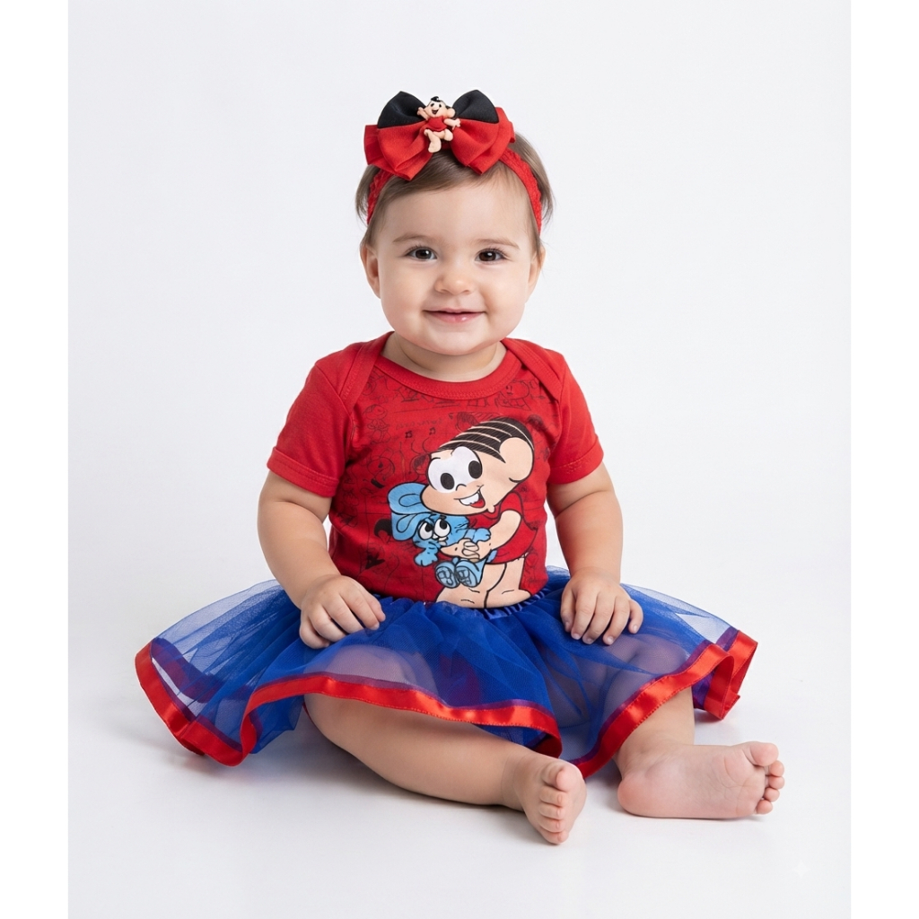 Body Bebê Infantil Menina Mêsversário Temático Magali Turma da Mônica Promoção