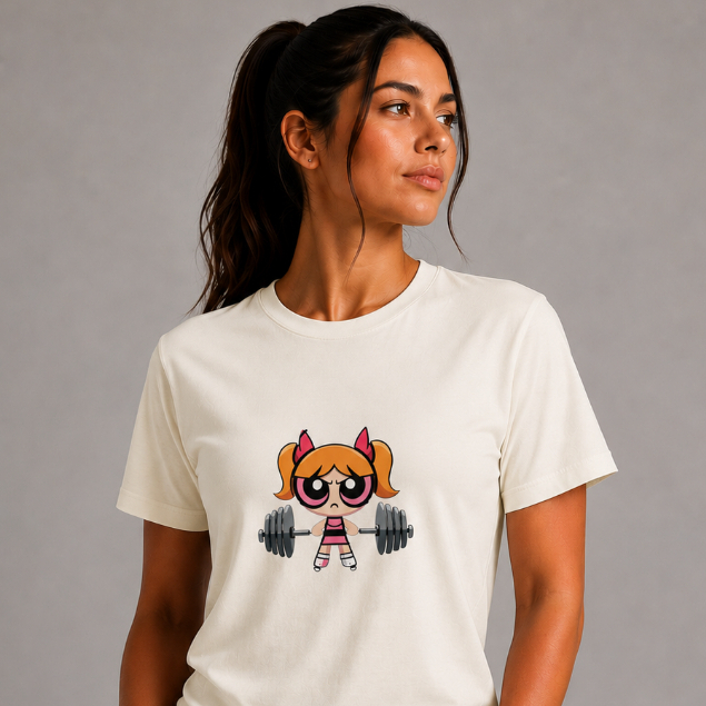 Camiseta MENINAS PODEROSAS Feminina Academia Fitness Personagem Treino Musculação Casual