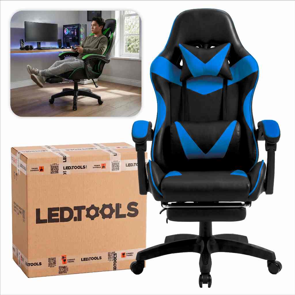 Cadeira Gamer E Escritorio Ergonômica Tecido Em Couro Encosto Regulável Com apoi