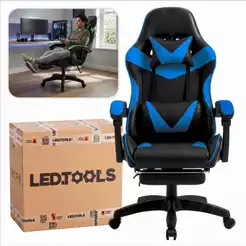 Cadeira Gamer E Escritorio Ergonômica Tecido Em Couro Encosto Regulável Com apoio Para Pés