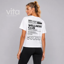 Lovito Camiseta Feminina Esportiva Oversized Algodão Estampa Wellness OTB16871717