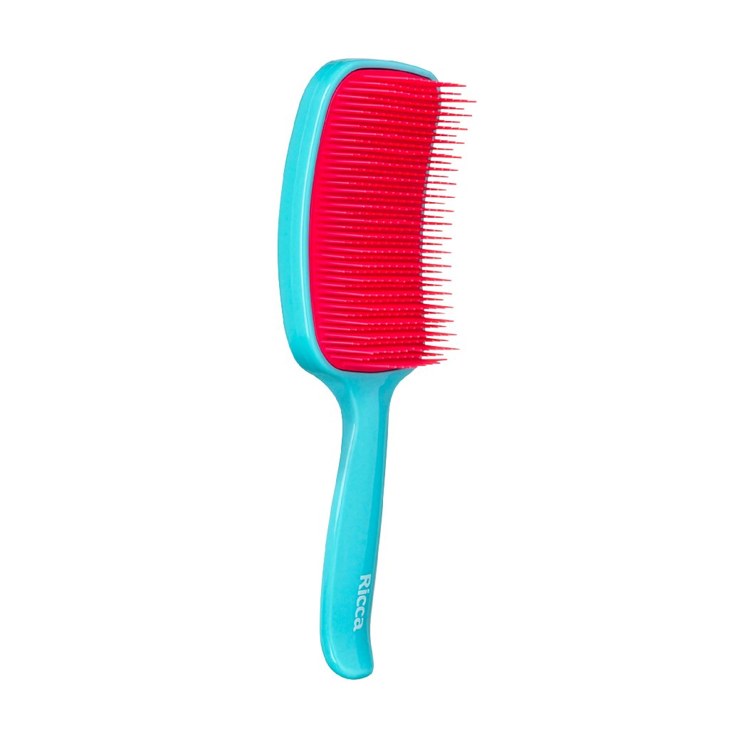 Escova de Cabelo Raquete Flex Blue Ricca | Desembaraçadora Mágica Finalização