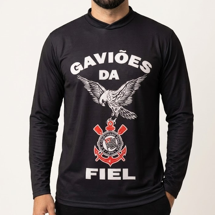 Camisa Manga Longa Gaviões da Fiel Preta Tradicional