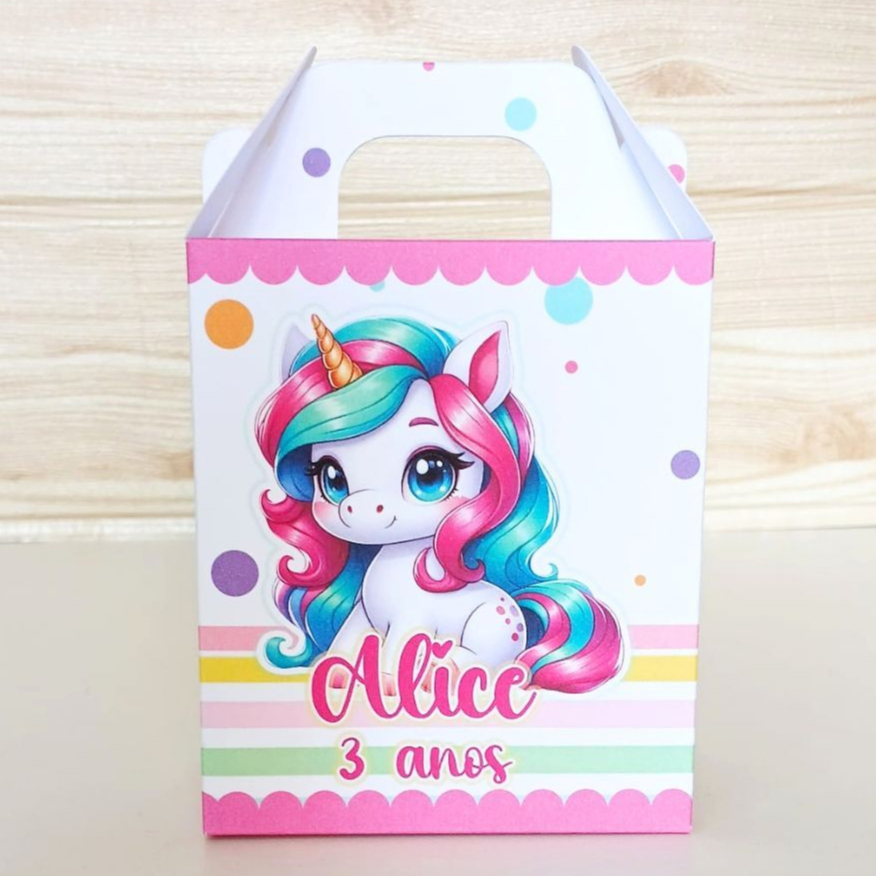 Caixa Maleta Unicórnio Personalizada / Lembrancinha Festa Infantil / Aniversário
