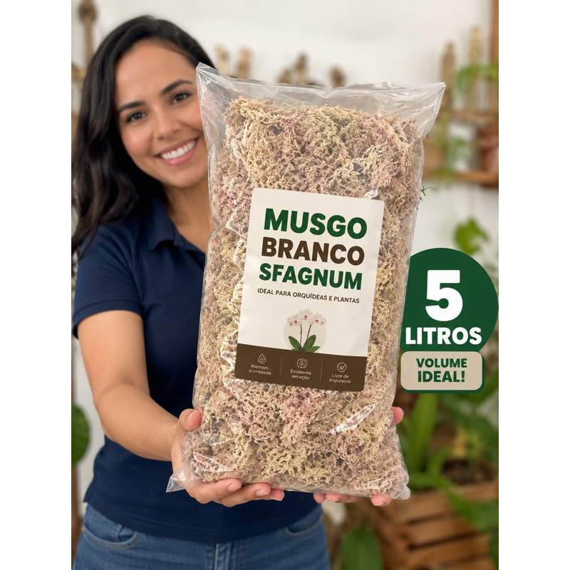 Musgo Brango Sfagnum 5 LITROS Substrato Orquidea Plantas Decoração para Vasos