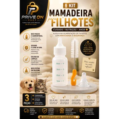 Mamadeira para Cães e Gatos Filhotes – Kit 3 Peças para Alimentação