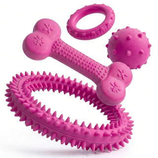 Kit Brinquedo para Cachorro Mordedor Bola Osso Antiestresse Dental Interativo Massageador Gengiva