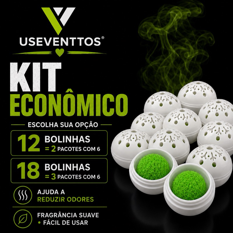 Kit 12 ou 18 Bolinhas Aromáticas para Tênis | Ajuda a Reduzir Odores | Useventtos