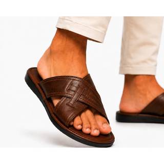Sandália Chinelo Slide Masculino Couro Legitimo