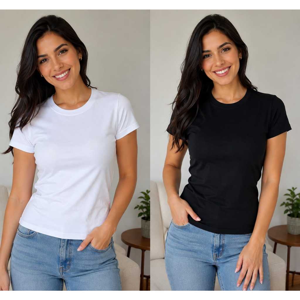 KIT 2 CAMISETAS BABY LOOK FEMININAS CONFECCIONADAS EM ALGODAÕ PREMIUM TECIDO LEVE COMFORFORTAVEL  PEÇA CORINGA